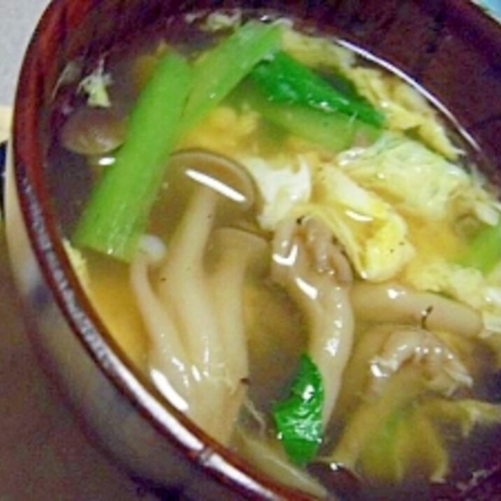 簡単♪小松菜ときのこと玉子の中華スープ♪